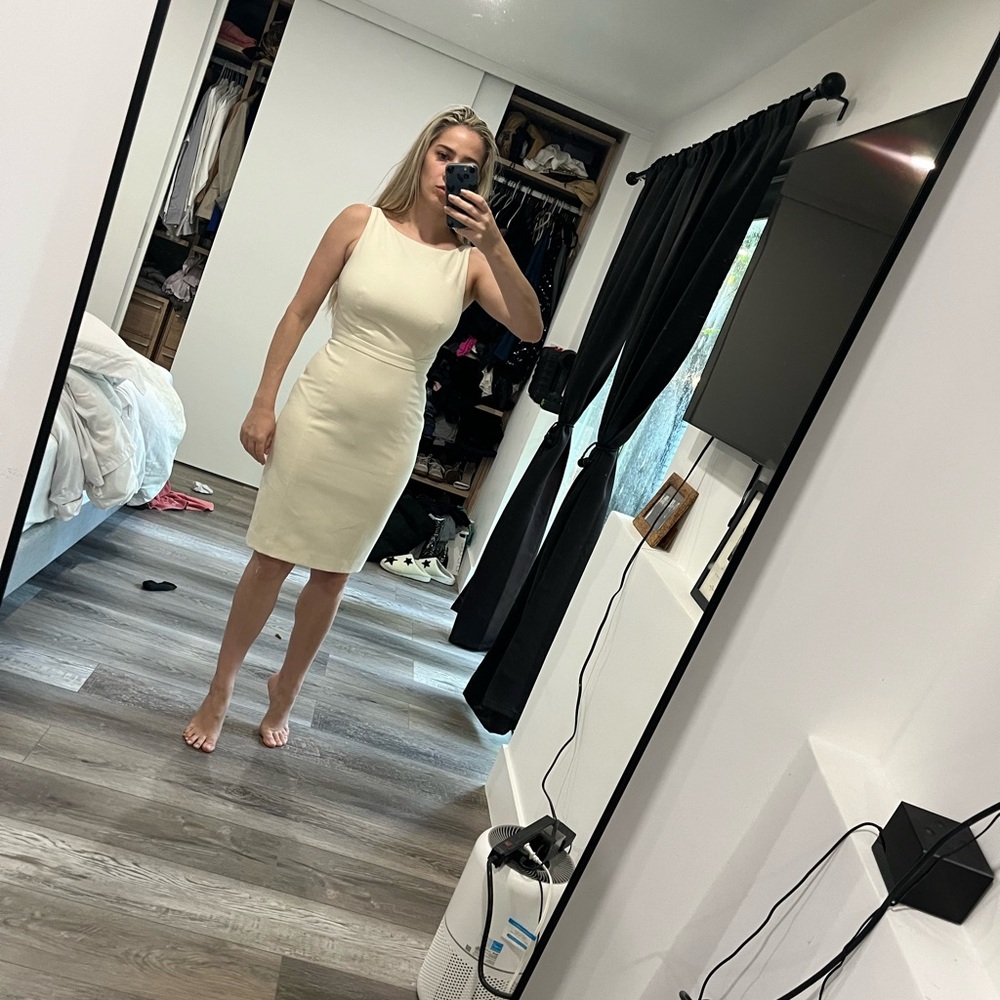 Marciano Cream Sheath Midi Dress 0